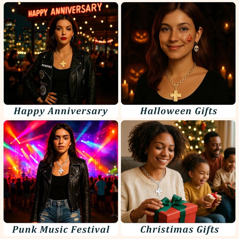 Poxtex Cross Necklace for Women Girls, Dainty 14K Gold Silver Plated Cross Choker Pendant Jewelry Non Tarnish Waterproof Trendy Cute Simple Small Necklace Easter Christian Baptism Religious Faith Jewelry Gifts - Image 5